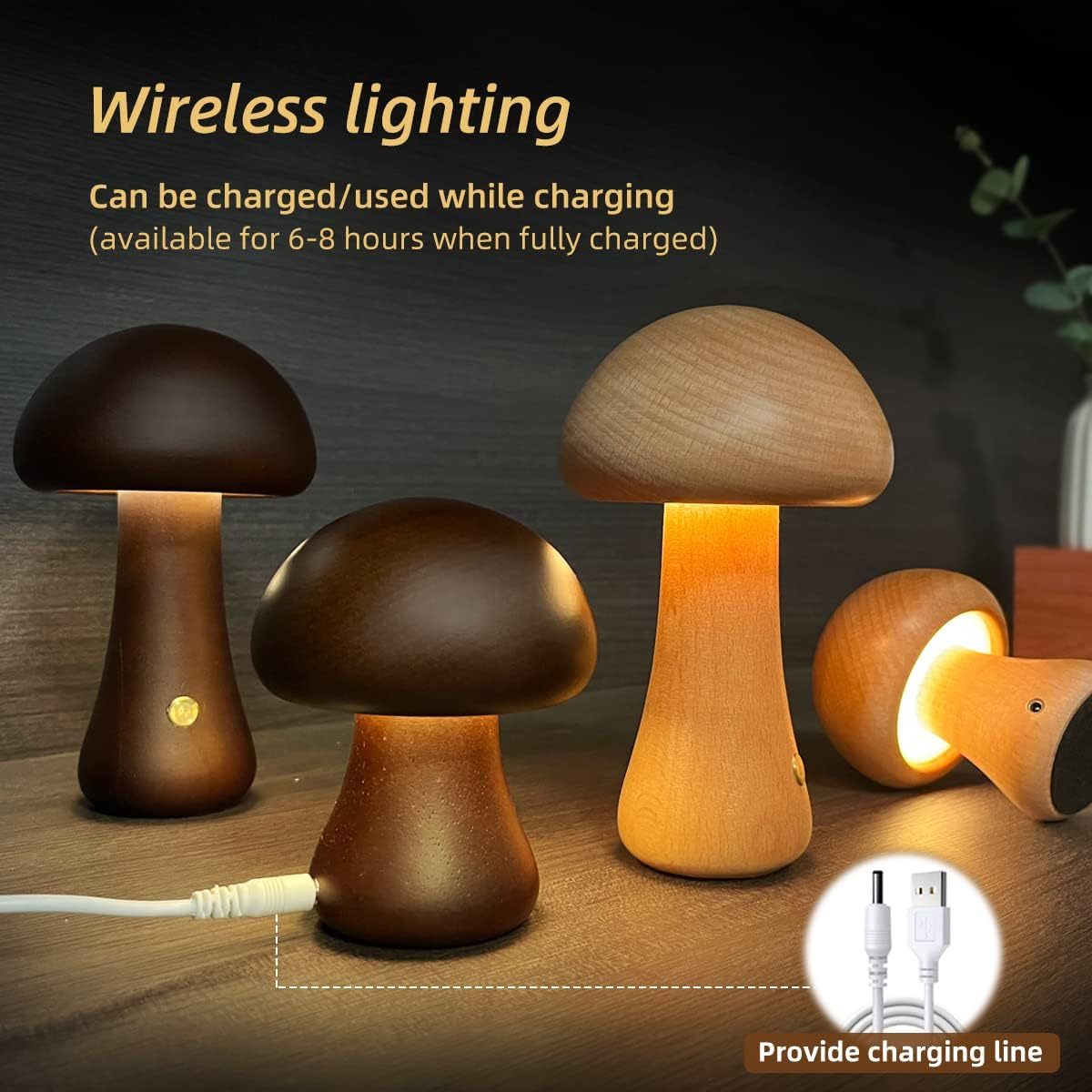 Mushroom LED Table Lamp For Bedroom Childrens Room